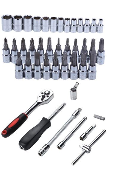 Depolife 46 Piece Mini Socket Set Automatic Ratchet 1/4" Wrench Set High Quality Combination Tool Set