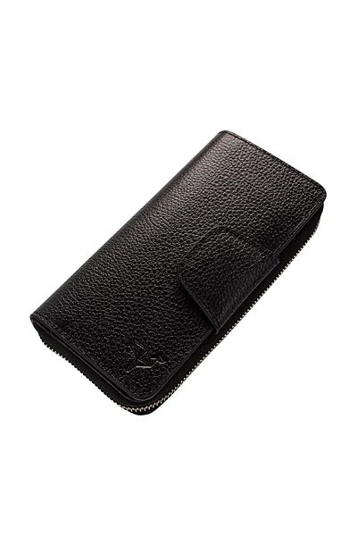 Garbalia Women's Black Handmade Genuine Leather Portfolio Wallet