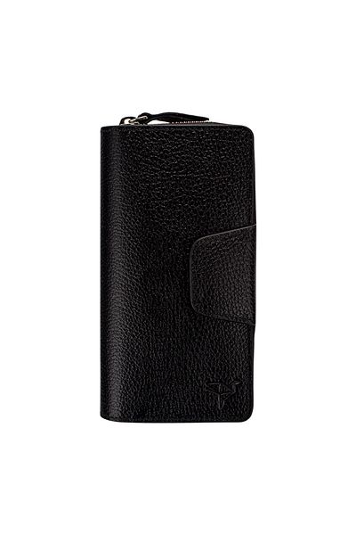 Garbalia Women's Black Handmade Genuine Leather Portfolio Wallet