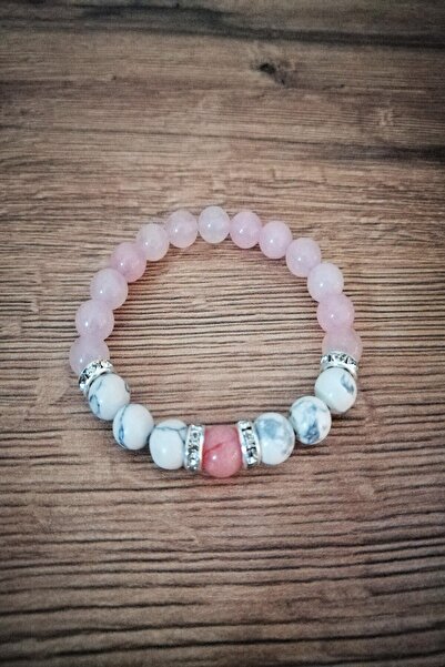 badeaccessories Women's Pink Quartz, Howlite Bracelet