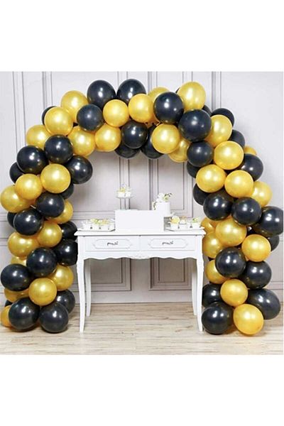 Parti Furyası Balloon Chain - Black Gold Balloon Chain Set