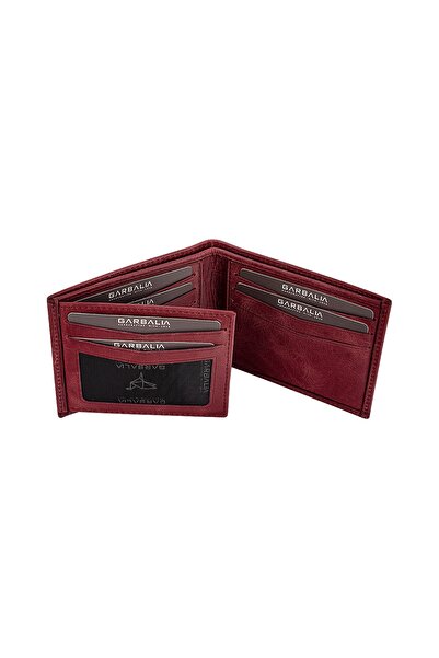 Garbalia 100% Handmade Men's Burgundy Genuine Leather Wallet with Saddler Stitching