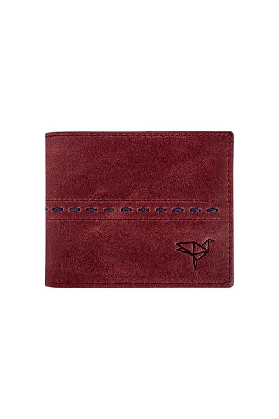 Garbalia 100% Handmade Men's Burgundy Genuine Leather Saddler Stitched Coin Portfolio