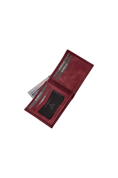 Garbalia 100% Handmade Men's Burgundy Genuine Leather Saddler Stitched Coin Portfolio