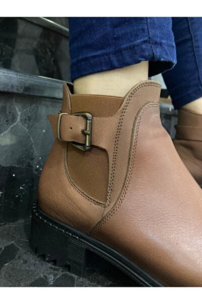 Elegant Ayakkabı Bot Paris Deri Taba