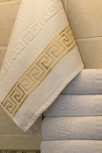 SHAL HOME Set of 6 100% Cotton Gold Jagar 30x50 Hand and Face Towels