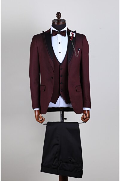 SAĞDIÇ Slim Fit Bordo Damatlık