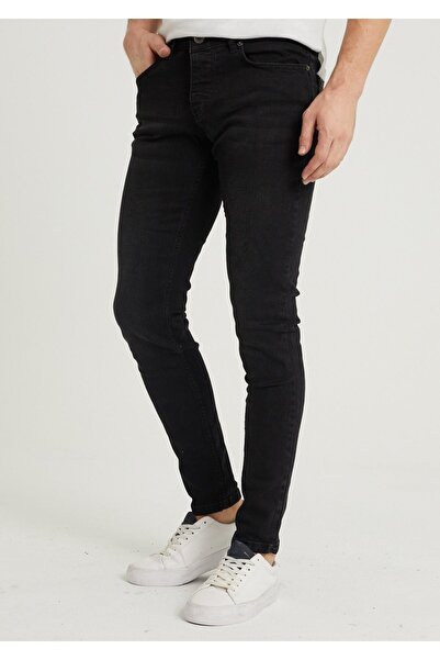 TREND YAŞAR Trend muške crne uske traperice ravnog kroja Sa likrom