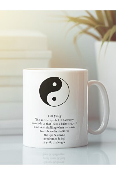 Genel Markalar Beyaz Ying Yang Kupa Bardak, Meditasyon ve Yoga İçin Şık ve Ra...