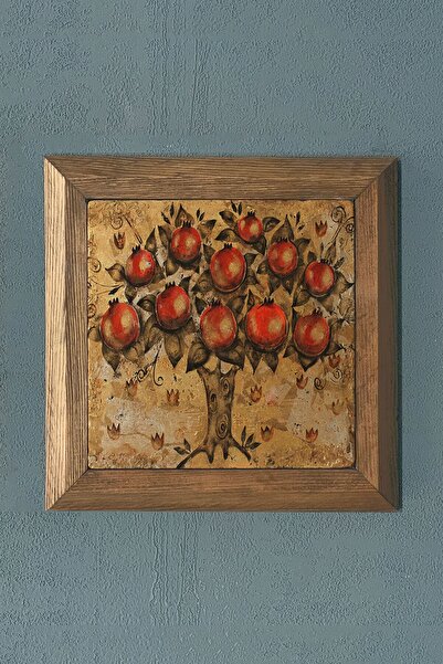 Oscar Stone Decor Nar Berekettir-masif Çerçeveli Taş Tablo-duvar Dekoru- 28x2...