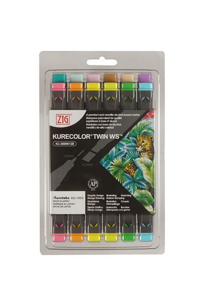 Zig Kurecolor Twin Pale Colors 12 Piece Marker Set S Kc-3000/128 5