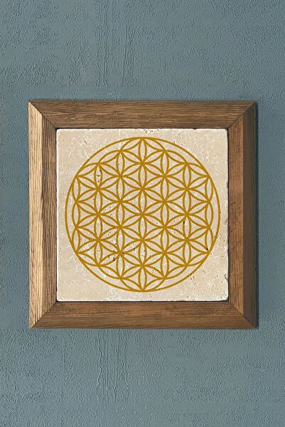 Oscar Stone Decor Masif Çerçeveli Yaşam Çiçeği Taş Tablo- Duvar Dekoru 28x28 ...