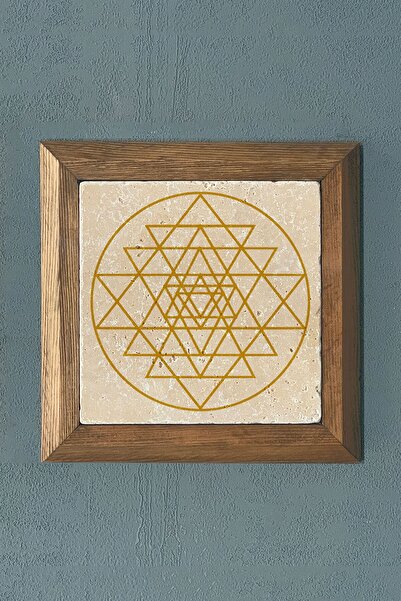 Oscar Stone Decor Sri Yantra Stone Painting with Solid Frame- Wall Decor- Osc...