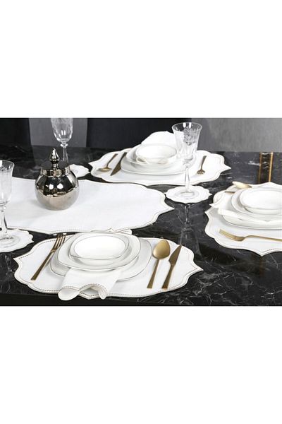 caka home design RUNNER LISA EMBROIDERED LINEN EFFECT (STONE)