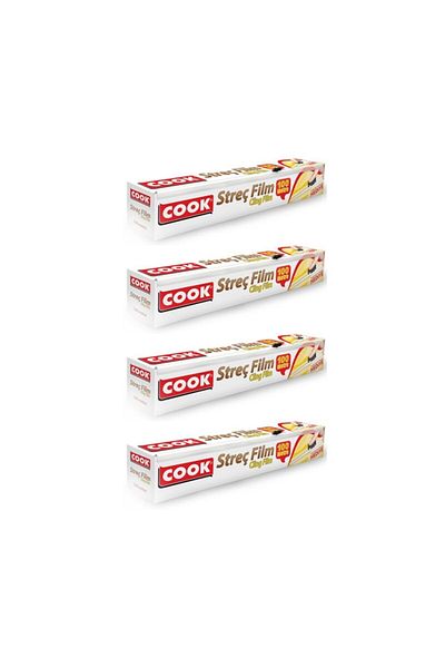 COOK 4 Pieces Stretch Film with Sliding Blades - 30 cm X 100 Meters