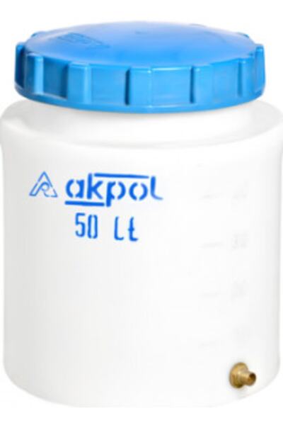 Akpol 1. Kalite Polietilen Dik Silindir Su Deposu Geniş Ağızlı - 50 Lt