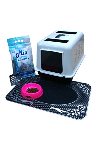 Çiftsan Beyaz 5 Parça Kum Kürek Paspas Mama Kabı Ve Filtreli Lüx Kapalı Tuval...