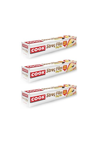 COOK 30 cm X 100 Meter Stretch Film - with Sliding Blades, X 3 Pieces
