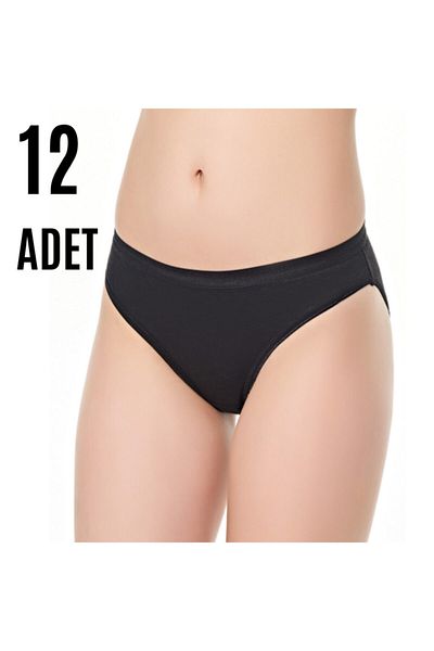 Tutku Pachet de 12 chiloți negri pentru bikini Waterway pentru femei