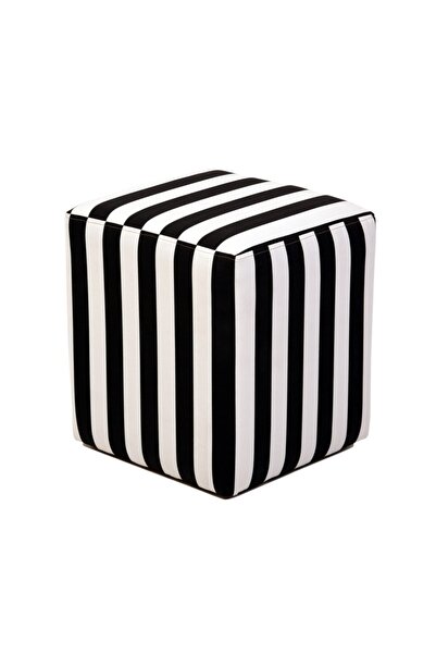 Genel Markalar Siyah Zebra Kare Puf
