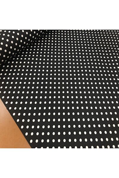 Premier Siyah Zemin Beyaz Puanlı Duck Keten Kumaş