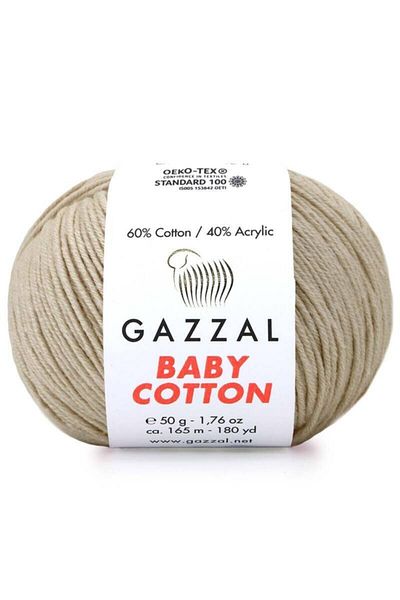 Gazzal Baby Cotton 3446 - Light Mink 50 Gr Hand Knitting Yarn