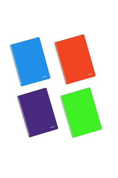 Mopak Notebook Spiral PP Cover A4 60 Sheets Checkered Set of 4
