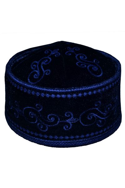 şahinbak Navy Blue Patterned Skullcap - Molded T015 Model