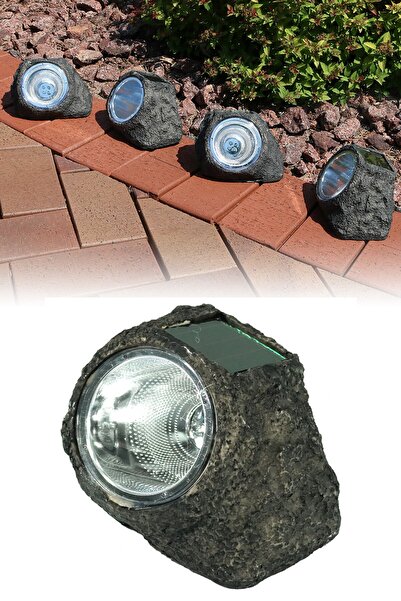 Binbirreyon Taş Şekilli Solar Aydınlatma Güneş Enerjili Lamba Bahçe Lambası 3...
