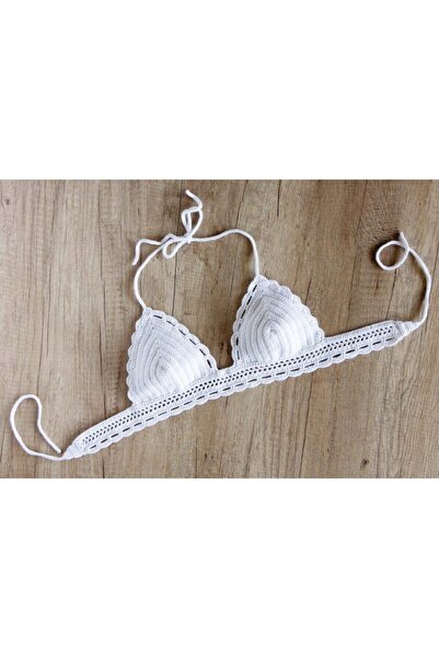 MAJOR ÇANTA VE AYAKKABI Major Tığ Işi Örme Bikini Üstü Beyaz