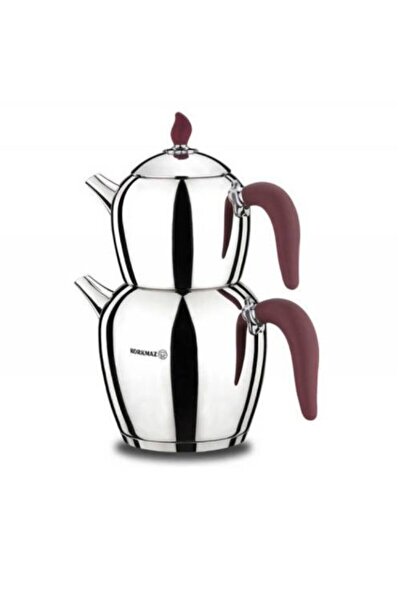 KORKMAZ Şehnaz Bordo/krom Çaydanlık Takımı A215-01