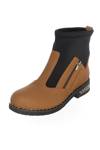 İriadam K606 Tan Black Top Quality Wide Size Large Size Women's Boots