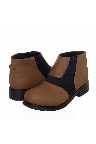 İriadam K382-2 Tan Nubuck & Black Stretch Large Size Women's Boots