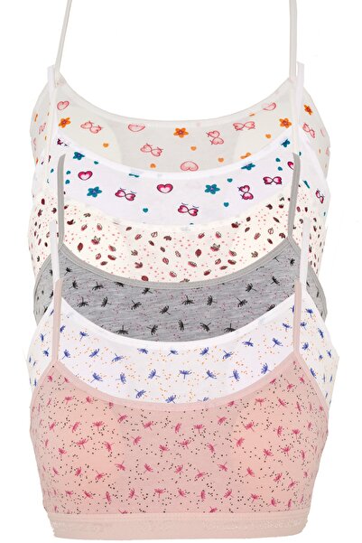 Dondeza 6'lı Genç Kız Pedli Desenli Ip Askı Alıştırma Yarım Atlet