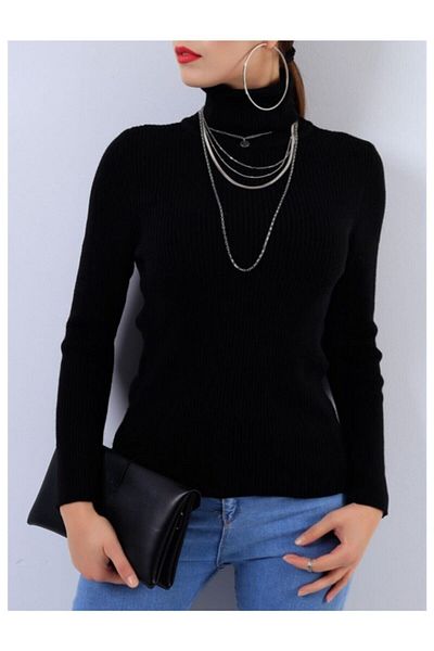 Tommy Women's Turtleneck Sweater (Black)