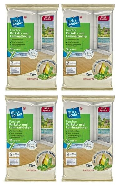 Flink Sauber Flink & Sauber 4-Piece Wet Floor Cloth Special for Parket and Lamine Surfaces