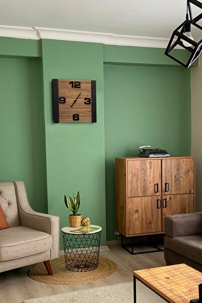 Grootland Decorative Wooden Clock Black and Walnut Color