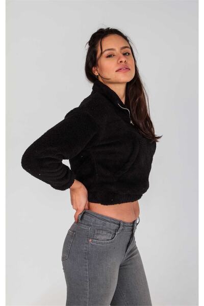 Collezione Unisex Siyah Peluş Sweatshırt