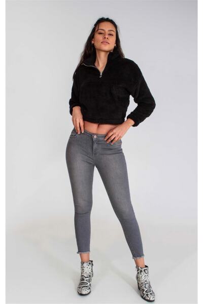 Collezione Unisex Siyah Peluş Sweatshırt