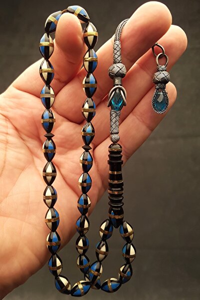 OTTOTESBİH 1000 de ciucuri Kazaz din argint sterling 7x11 mm mărgele de rugăciune încolăcite cu smalț albastru