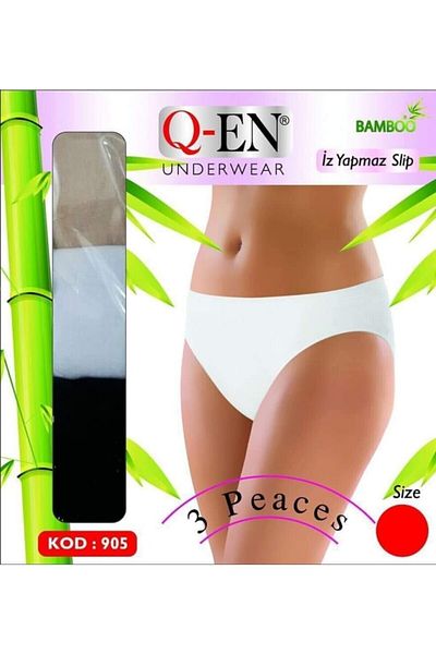 Q-EN Γυναικεία Μαύρα Λευκά Skin 3 τεμάχια μπαμπού εσώρουχα