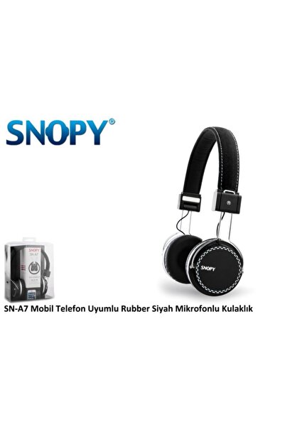 SNOOPY Snopy Mobil Telefon Uyumlu Rubber Siyah Mikrofonlu Kulaklık Sn-a7