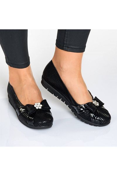 İriadam 18539 Black Drop Print Large Size Ballerinas