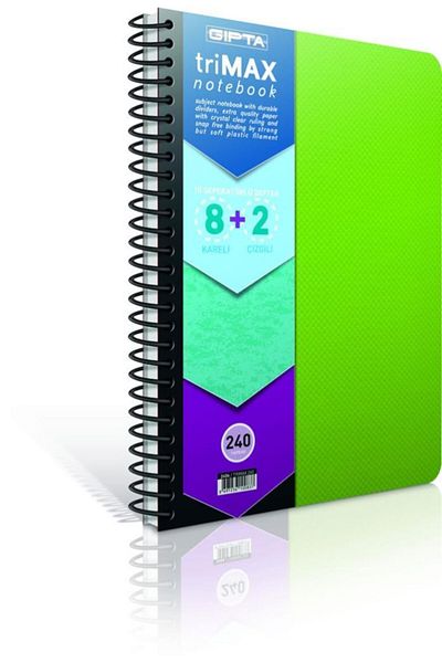 Gıpta تريماكس A4 Sep. غطاء Pp حلزوني 8+2 دفتر (8 مقاعد + 2 خطوط) 200 Yp(عبوة من قطعتين)