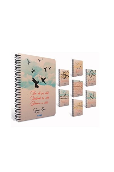Gıpta Kuşlar Spiralli Sert Kapak Defter 19x26cm 120 Yaprak Kareli (2 Li Paket...