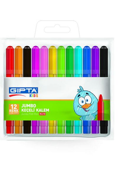 Gıpta Jumbo Felt Crayons Pvc Zip Bag 12 Colors K4101