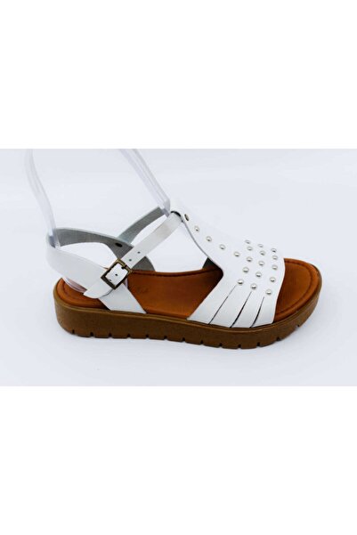Papuccu Women's White Leather Inner Lining Emission Sandals Gzs20Y97319