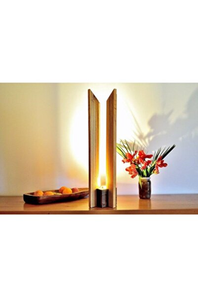 Zanaat Led Aydınlatma Ahşap Masa Üstü Yelken Dekor Led Aydınlatma
