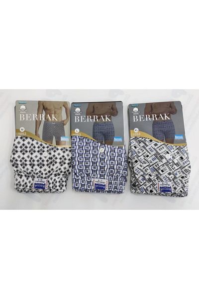 Berrak Ανδρικά μποξεράκια 3 τεμαχίων με κουμπιά με σχέδιο Poky