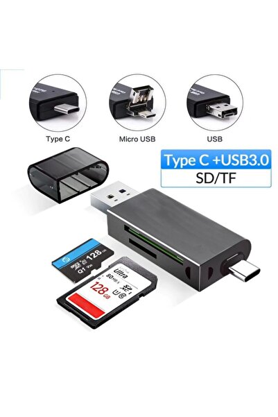 exeo Usb 3.0 Type-c Mikro Usb Sd Tf Otg Hafıza Kart Okuyucu
